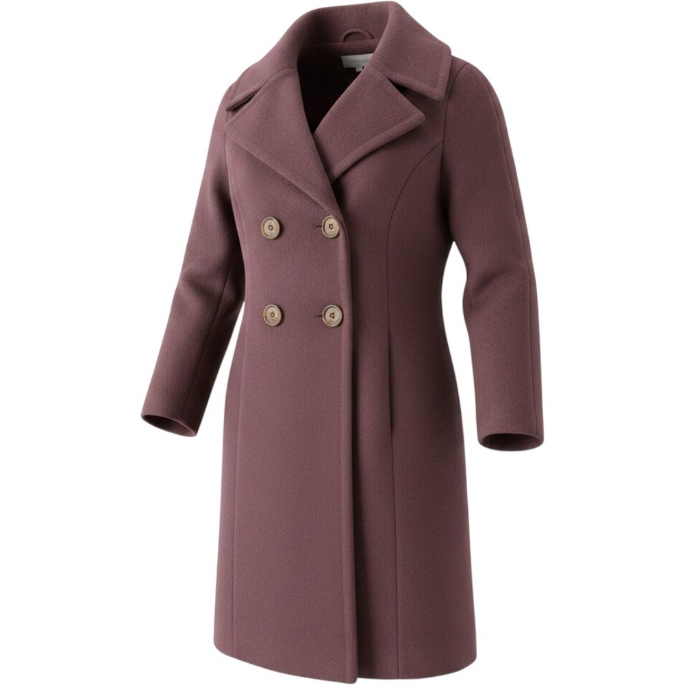 Elie Tahari Womens Wool Mohair Alpaca Blend Double Breasted Coat Plum Purple L